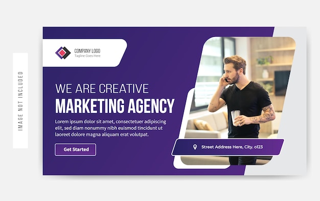 Somos uma agência de marketing criativa do YouTube design de miniaturas vetor premium