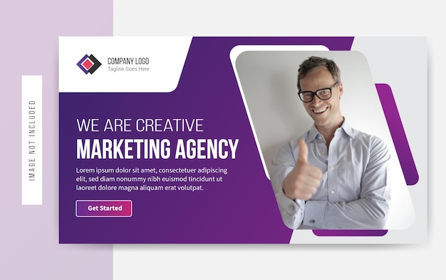Somos uma agência de marketing criativa do YouTube design de miniaturas vetor premium