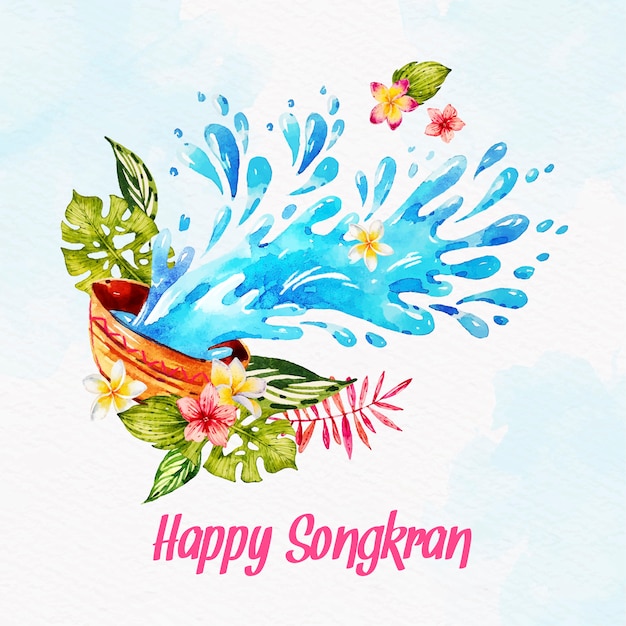 Songkran em aquarela