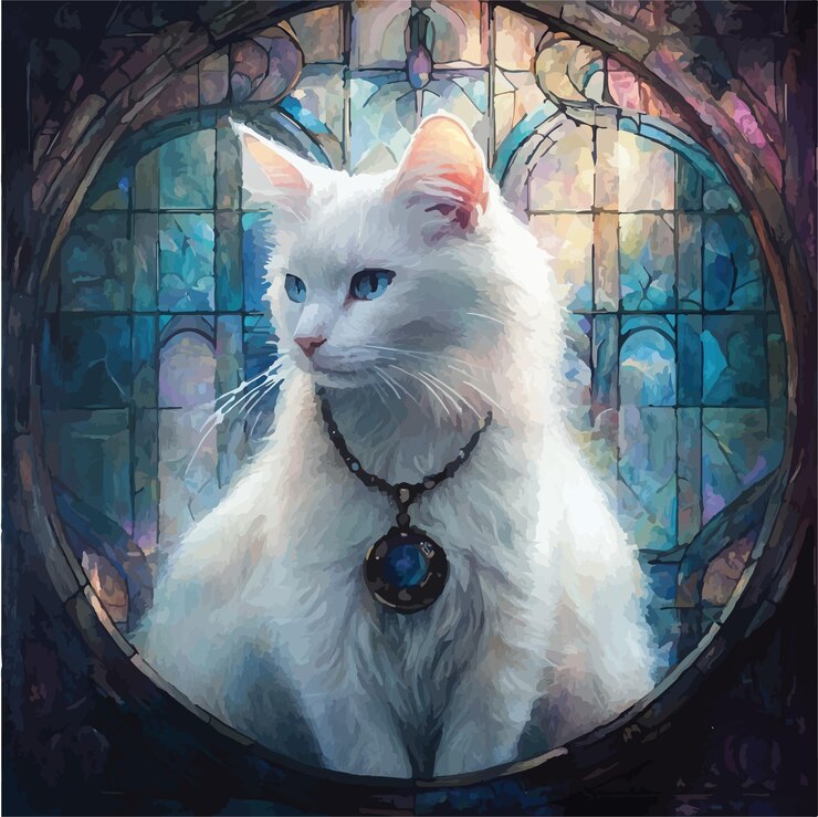 Vetor sonhos caprichosos um gato em uma paisagem encantada ilustração vetorial