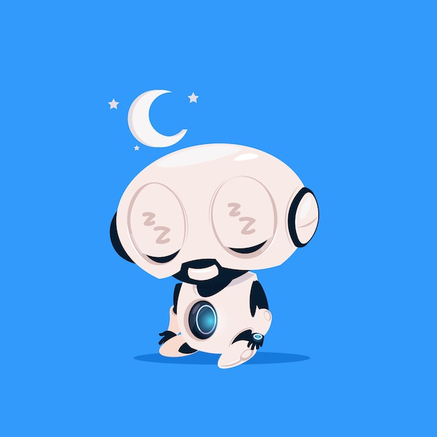 Sono de robô bonito ícone isolado no conceito de Inteligência Artificial de tecnologia moderna de fundo azul
