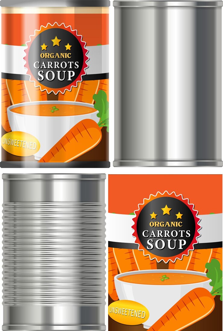 Vetor sopa de cenoura orgânica pode