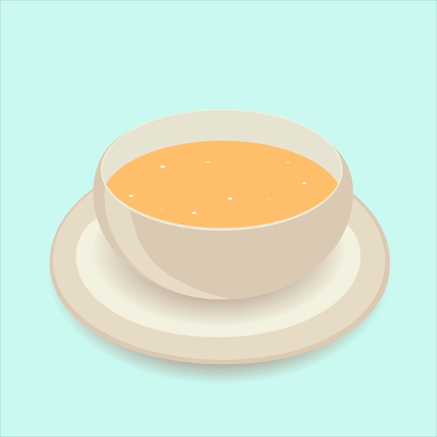 Sopa de legumes isolada ilustração em vetor sopa de abóbora tigela quente de ícone isolado de prato de sopa