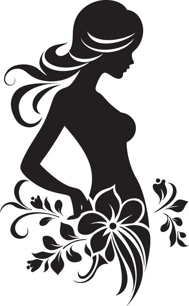 Vetor sophisticated bloom aura emblema artesanal abstract flora fusion emblema facial artístico preto