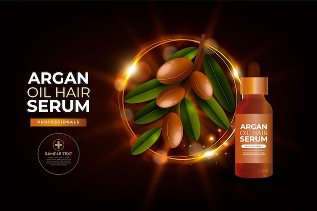 Vetor soro para cabelo com óleo de argan realista