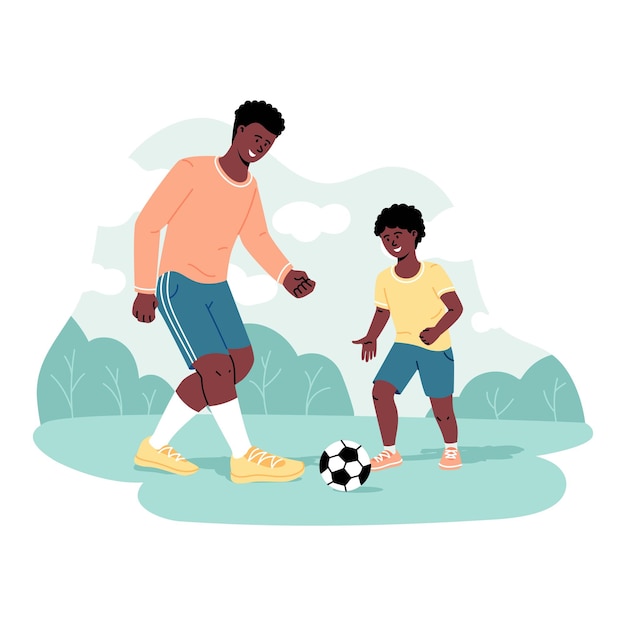 Vetores de Pai E Filho Jogando Futebol Pessoas De Desenho Animado  Ilustração De Personagens e mais imagens de Adolescente - iStock