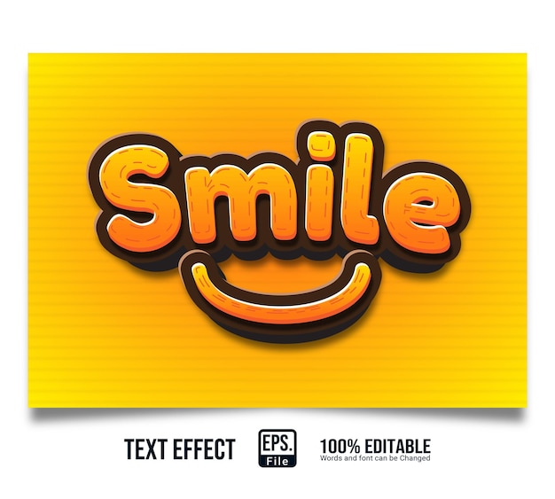 Sorriso 3d de efeito de texto elegante