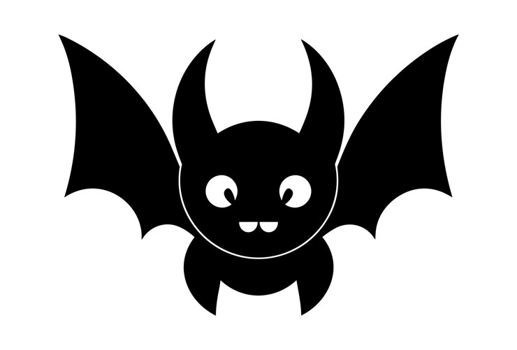 Vetor sorriso bonito, desenho animado, morcego, silhueta, pássaro, logotipo, ligado, fundo branco