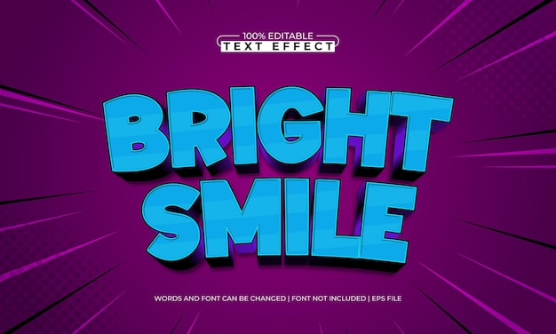 sorriso brilhante efeito de texto editável com um estilo de texto de jogo e crianças