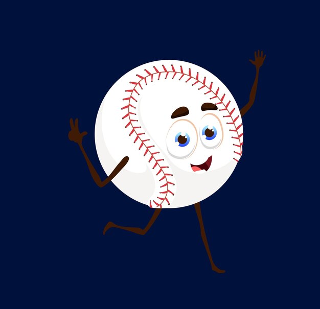 Vetor sorriso de personagem de bola de beisebol escolar bonito dos desenhos animados