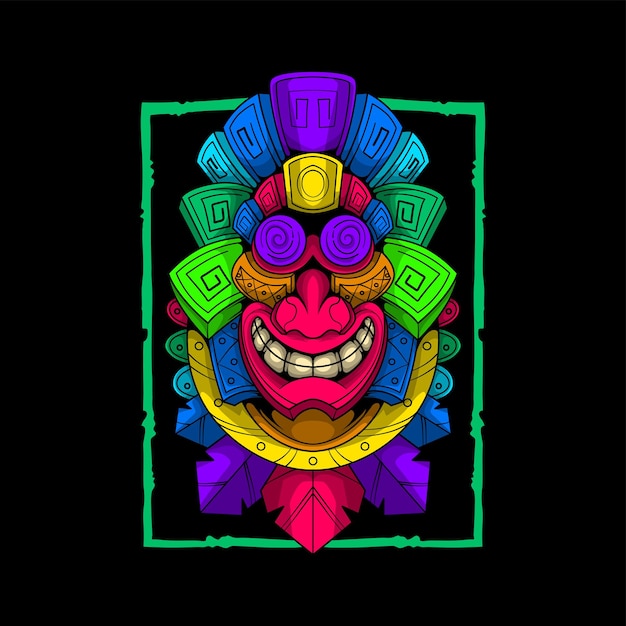 sorriso estátua tribal mascote ilustração de obra de arte