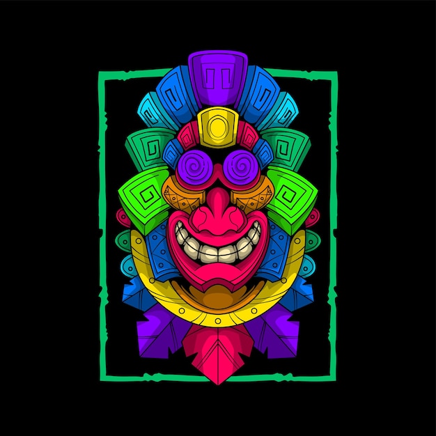 Sorriso estátua tribal mascote ilustração de obra de arte