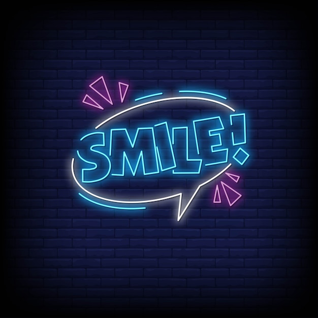 Vetor sorriso texto estilo neon