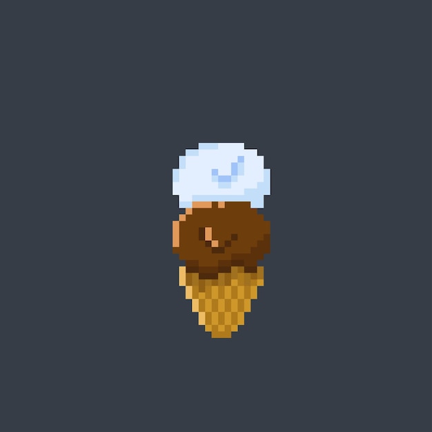 sorvete com dois sabores no estilo pixel art