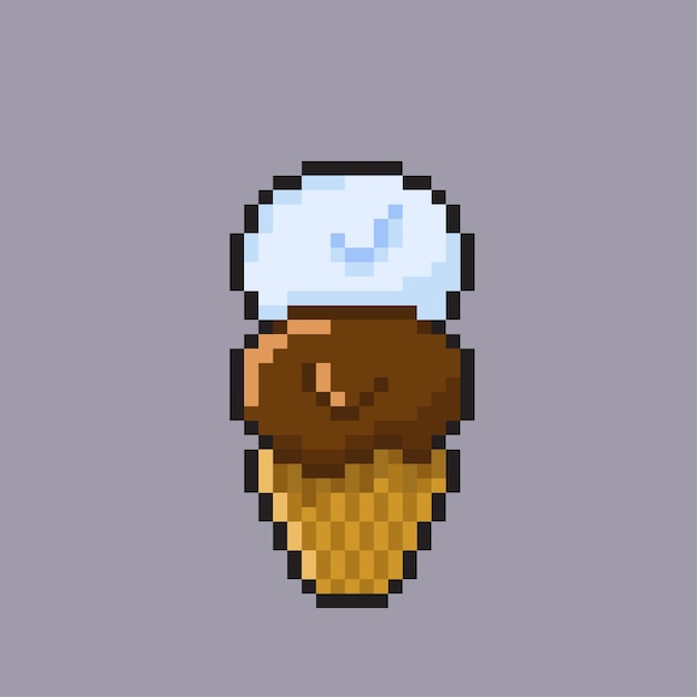 sorvete com duas pilhas no estilo pixel art
