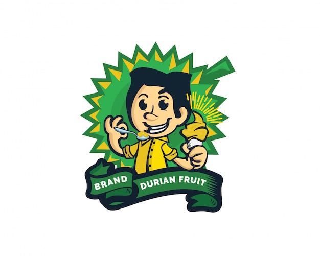 Sorvete criativo durian fruit logo