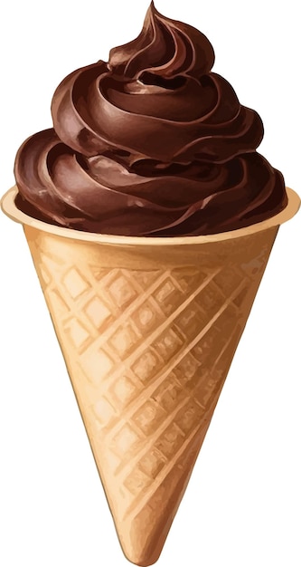 Vetor sorvete de chocolate ilustração vetorial desenhada à mão bonita detalhada