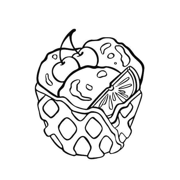 Sorvete de frutas com ilustração vetorial de cereja e laranja e sorvete