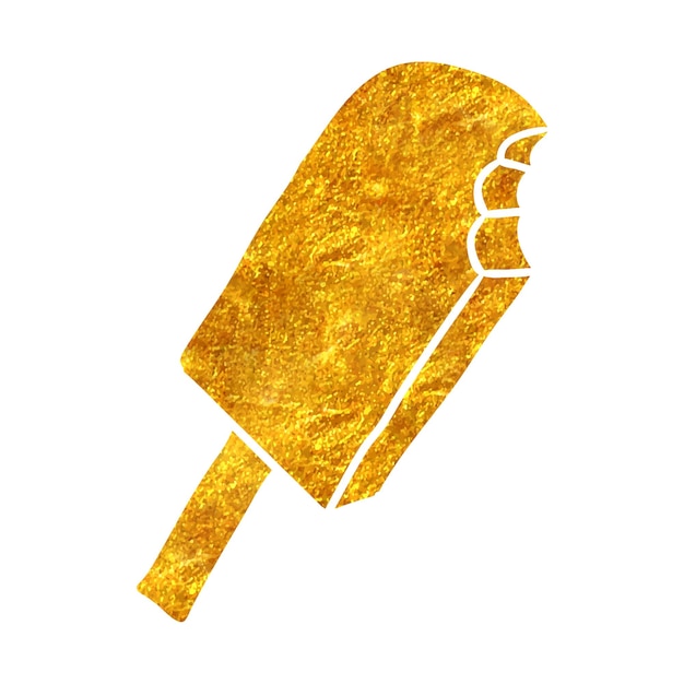 Vetor sorvete desenhado à mão em ilustração vetorial de textura de folha de ouro