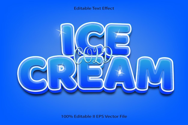 Sorvete efeito de texto editável a frio 3d relevo desenho animado estilo gradiente