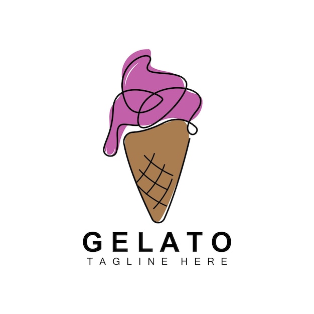 Sorvete gelato logo design doce macio frio comida vector marca produtos da empresa
