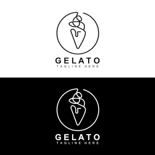 Sorvete gelato logo design doce macio frio comida vector marca produtos da empresa