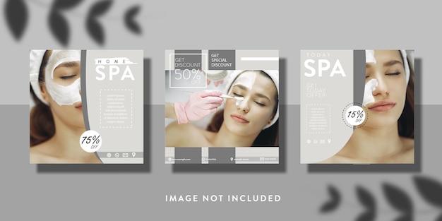 spa clínica promoção venda mídia social post ou conjunto de modelos de panfleto