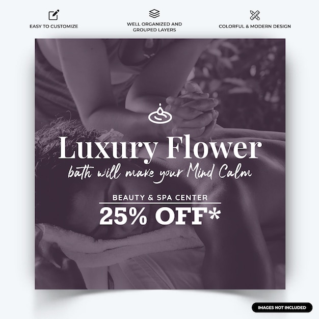 Spa e beleza instagram post web banner template vector premium vector