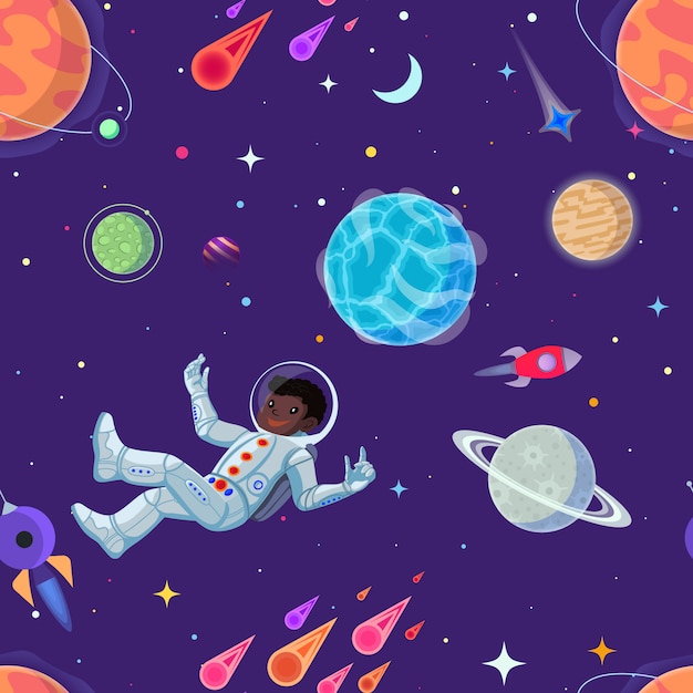 Spaceman no espaço aberto sem emenda