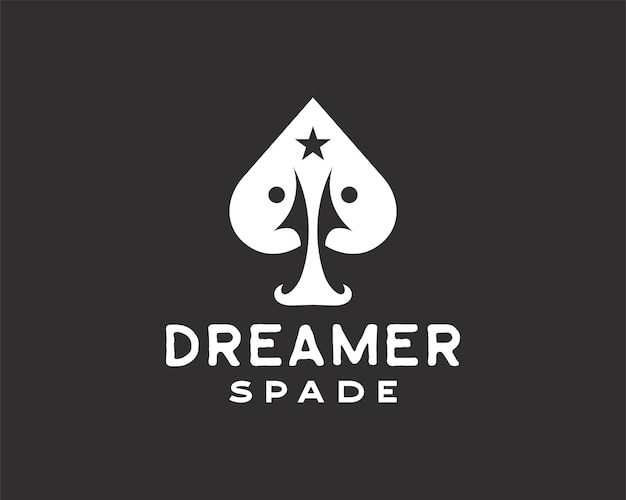 Spade com pessoas alcançando o logotipo da estrela. modelo de design de logotipo de pessoas sonhando