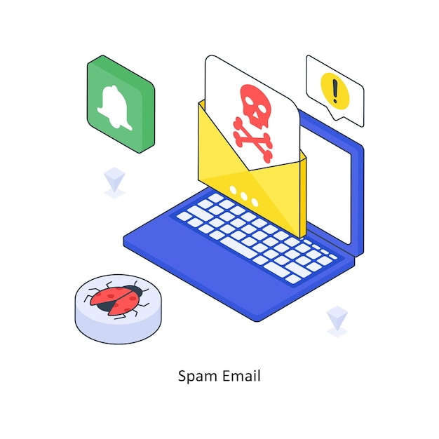 Spam de e-mail isométrico Ilustração colorida EPS Ilustração de arquivo de estoque