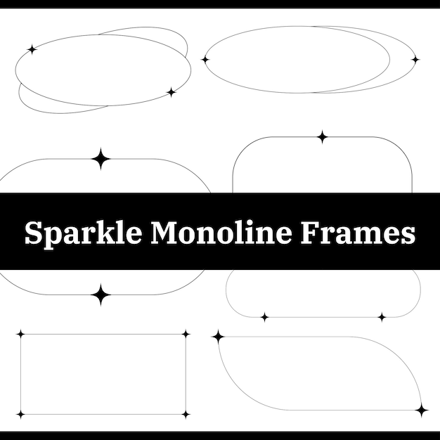 Sparkle Monoline Frames Contorno Formas Conjunto