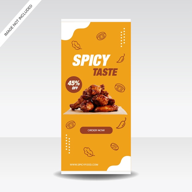 Vetor spicy hot chicken comida rolo de banner loja promoção modelo de design