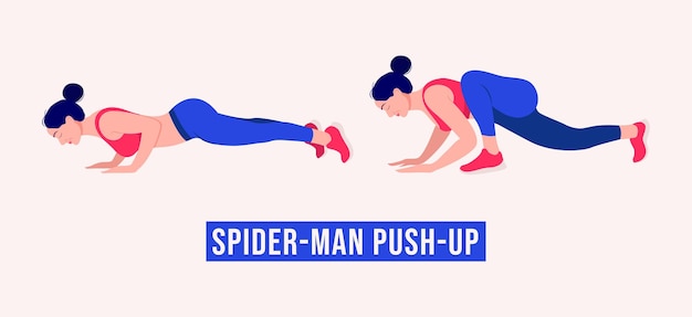 Spiderman push up exercício mulher malhação fitness aeróbica e exercícios