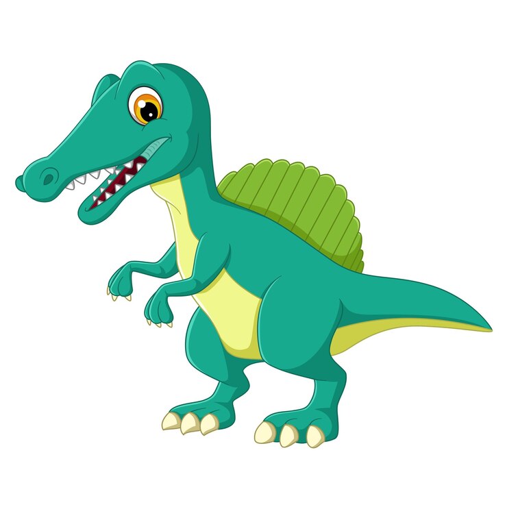 Spinossauro de desenho animado em fundo branco