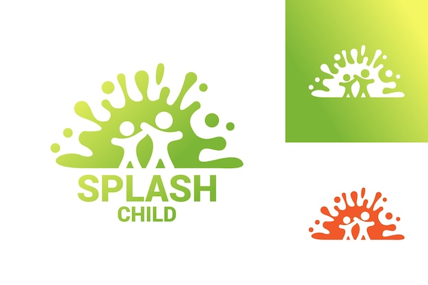 Splash child logo template design vector, emblema, conceito de design, símbolo criativo, ícone