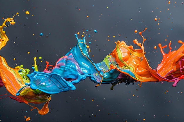 Splash de pintura colorido fundo abstrato arte digital colorido líquido flutuante na cor da tendência