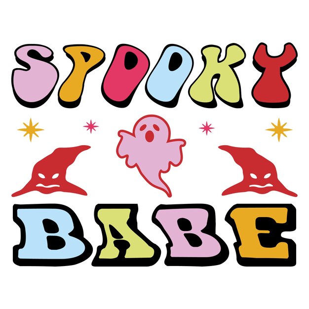Spooky Babe Trendy Halloween t-shirt design, tipografia vintage e arte de letras, slogan retrô