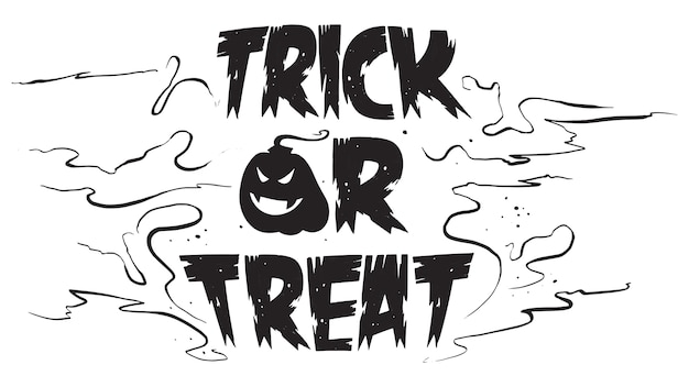 Spooky trick or treat texto com abóbora