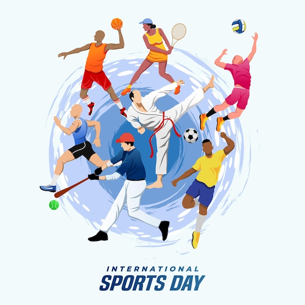 Vetor sports background vector international sports day ilustração design gráfico para a decoração de banners de certificados de presente e flyer