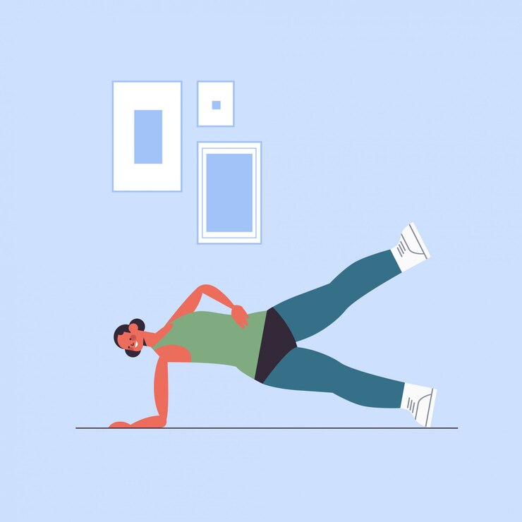 Vetor sportswoman fazendo exercícios de fitness garota tendo treino cardio treinamento estilo de vida saudável esporte casa conceito comprimento total ilustração