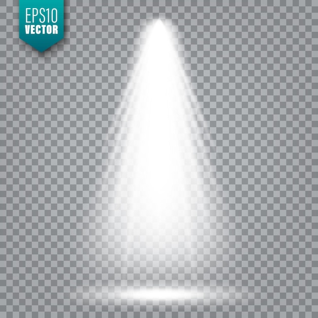 Spotlight vetorial Feixe de luz brilhante Efeito realista transparente Iluminação do palco