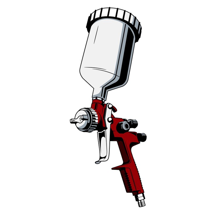 Vetor sprayer de pintura para pintura de automóveis ilustração de um sprayer de pintura isolado de cor vermelha