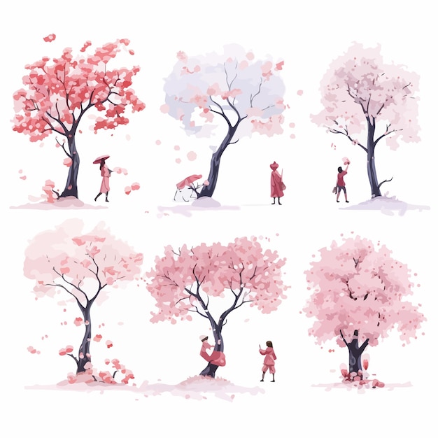 Spring_cherry_blossom_viewing_illustration_set