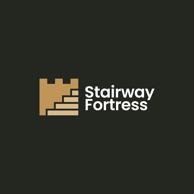 Stairway stair way castle fortress logo vector icon illustration