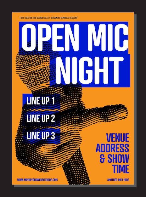 Stand Up Comedy Night Flat Style Vector Ilustração Performance Show Design de cartaz com caixa de texto