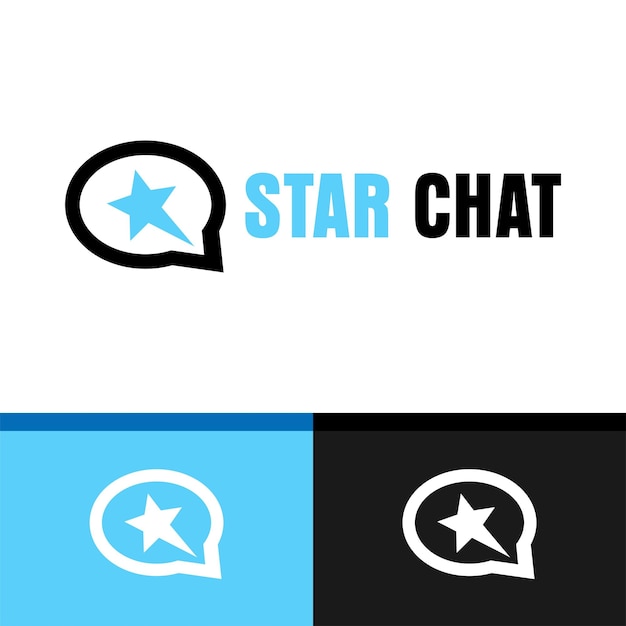 Vetor star chat logo design ilustração vetorial simples e moderna