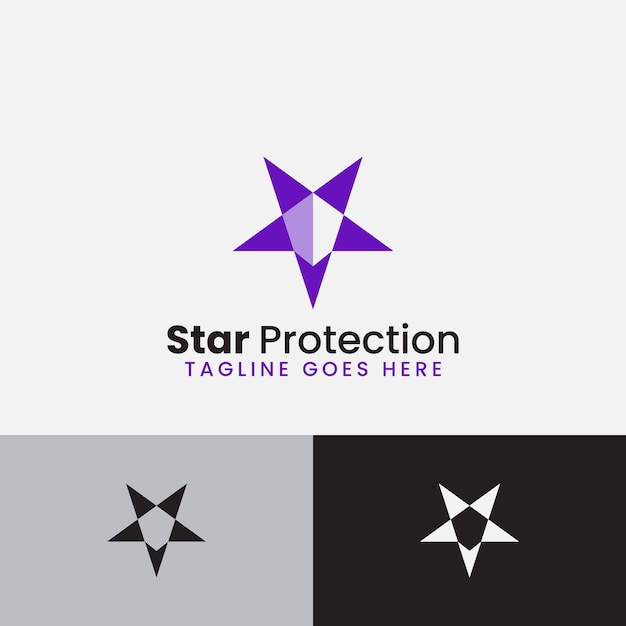 Star e protection shield logotipo design ícone simples e minimalista