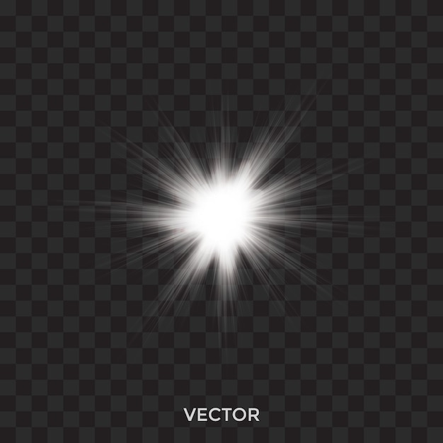 Vetor starburst, flare, luzes brancas isoladas