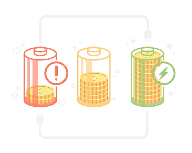 Status de energia do dinheiro na bateria